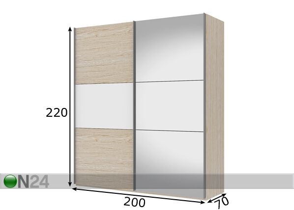 Vaatekaappi liukuovilla SAVE h220 cm mitat