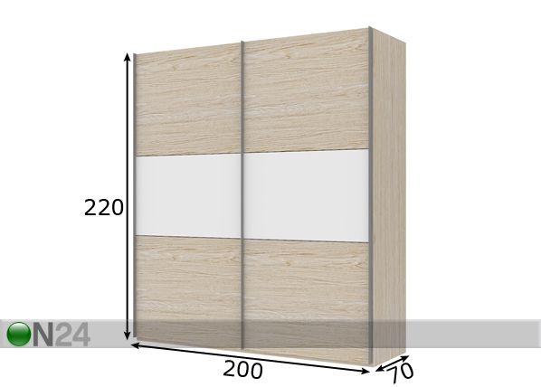 Vaatekaappi liukuovilla SAVE h220 cm mitat