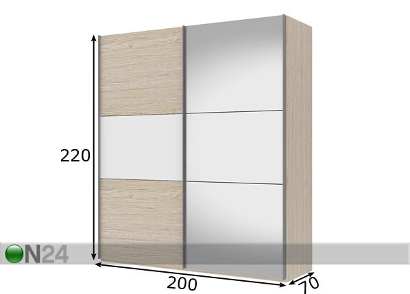 Vaatekaappi liukuovilla SAVE h220 cm mitat