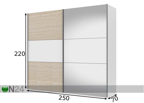 Vaatekaappi liukuovilla SAVE h220 cm mitat