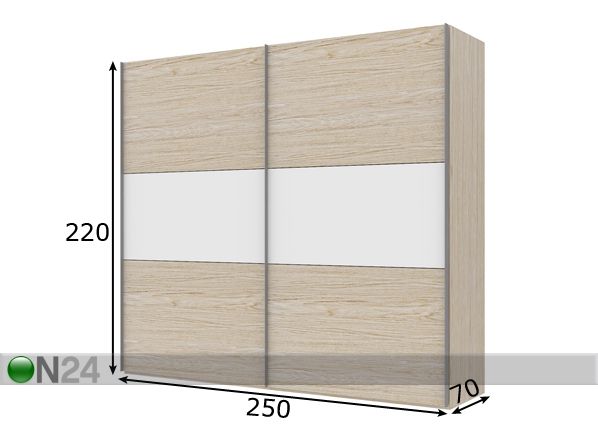 Vaatekaappi liukuovilla SAVE h220 cm mitat