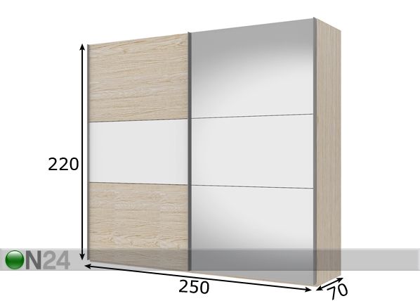 Vaatekaappi liukuovilla SAVE h220 cm mitat