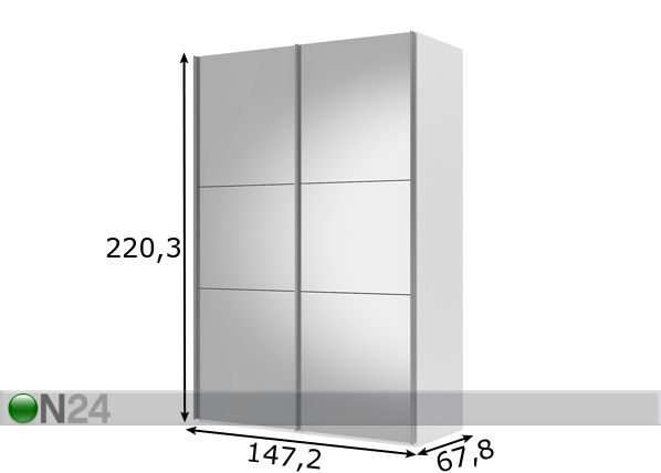 Vaatekaappi liukuovilla SAVE h220 cm mitat