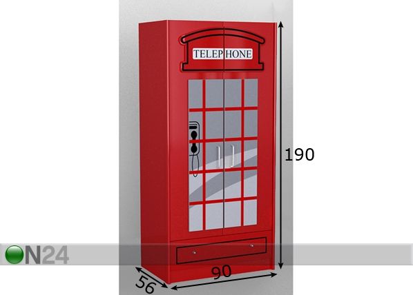 Vaatekaappi LONDON BUS mitat
