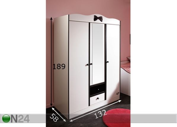 Vaatekaappi LOVELY LIGHT 3 ovinen mitat