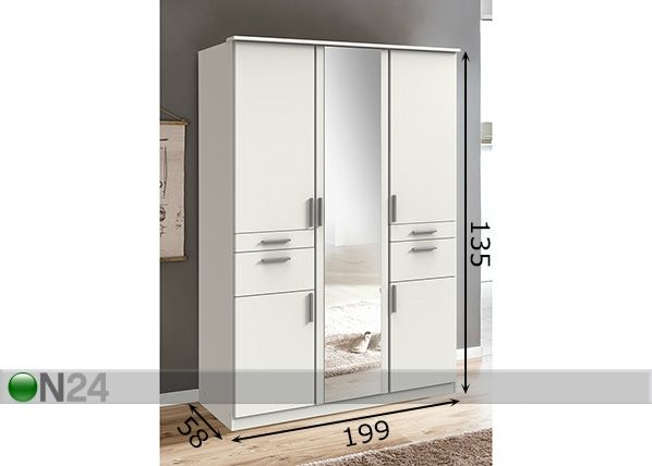 Vaatekaappi Mainz 135 cm mitat
