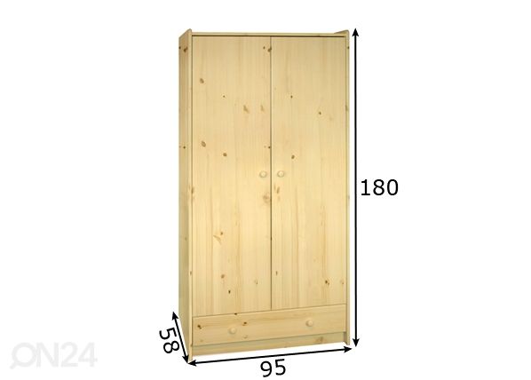 Vaatekaappi, mänty For Kids 100 mitat