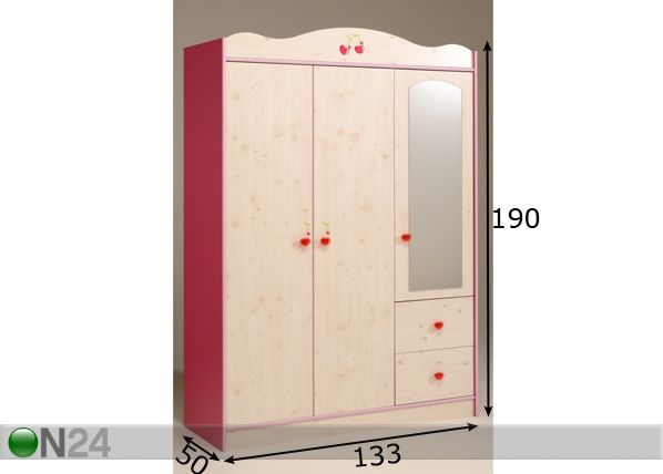 Vaatekaappi MISS GRIOTTE 3 ovinen mitat