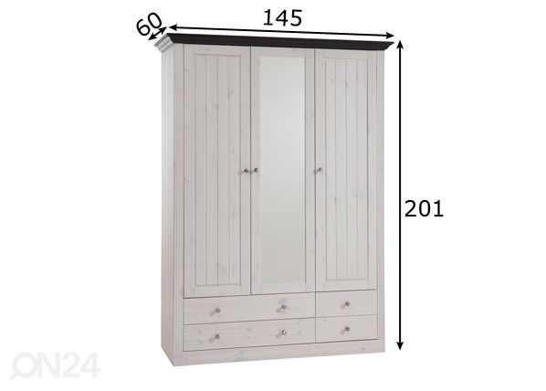 Vaatekaappi Monaco 112 mitat