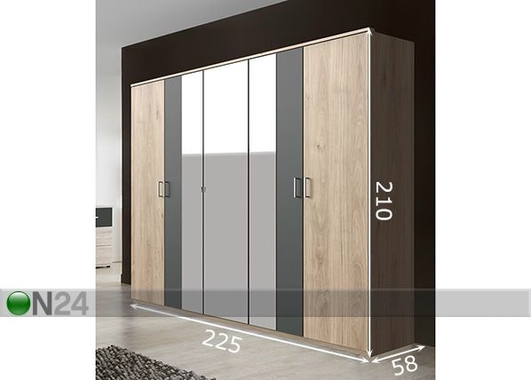 Vaatekaappi Neapel 225 cm mitat