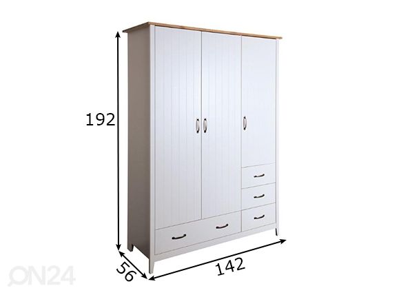 Vaatekaappi NORFOLK 112 mitat