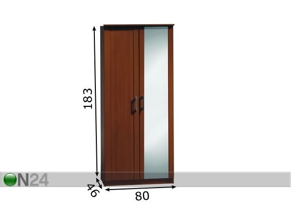 Vaatekaappi peiliovella NOORA -29301 mitat