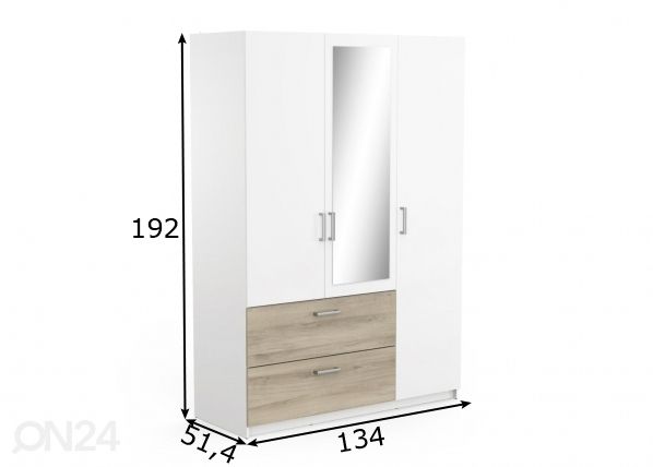 Vaatekaappi Ready2 134 cm mitat