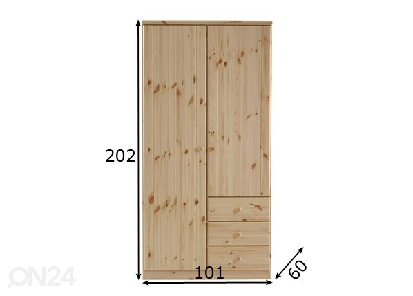 Vaatekaappi Ribe 106 mitat