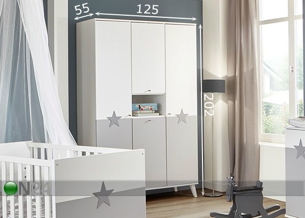 Vaatekaappi Rocky 125 cm mitat