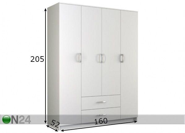 Vaatekaappi Romana 180 cm mitat
