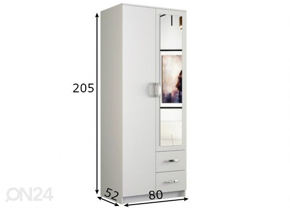 Vaatekaappi Romana 80 cm mitat
