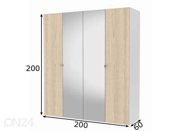 Vaatekaappi SAVE h200 cm mitat