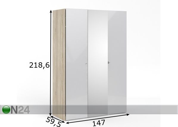 Vaatekaappi SAVE h220 cm mitat