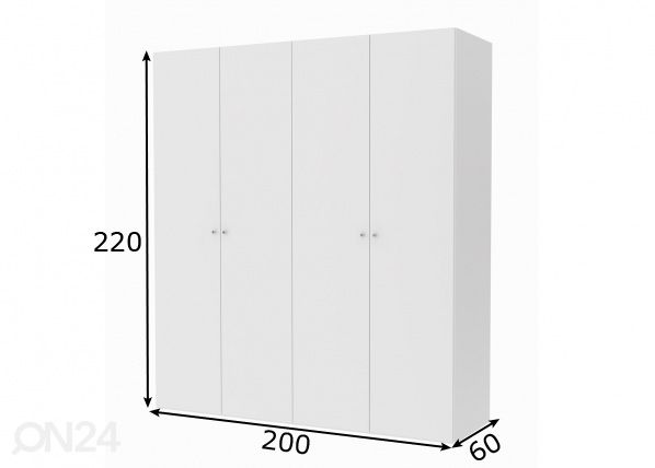 Vaatekaappi SAVE h220 cm mitat