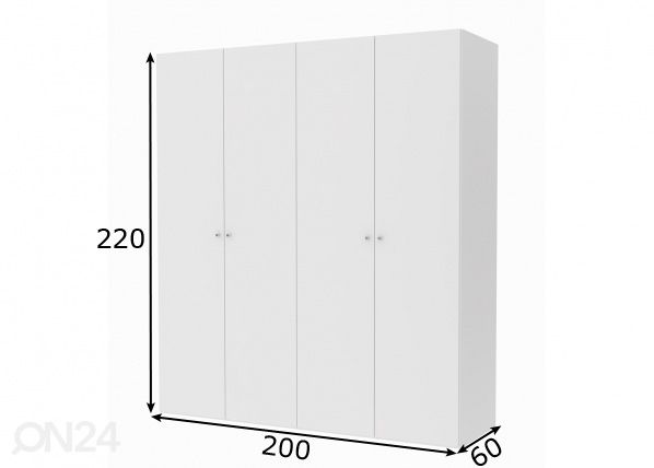 Vaatekaappi SAVE h220 cm mitat