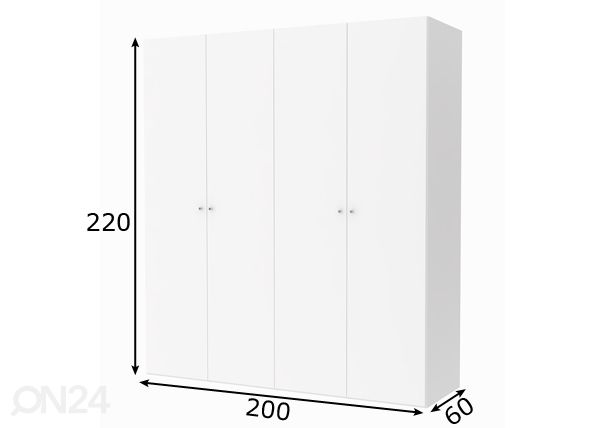 Vaatekaappi SAVE h220 cm mitat
