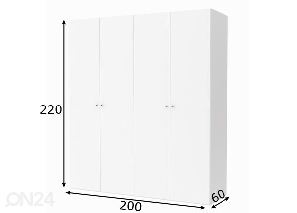 Vaatekaappi SAVE h220 cm mitat