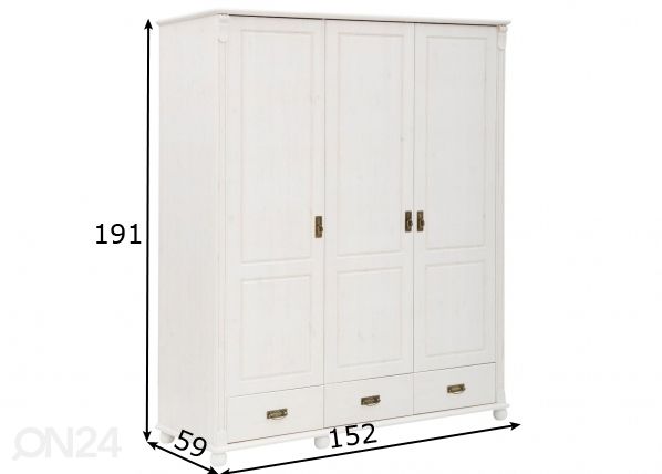 Vaatekaappi Tessin 152 cm mitat