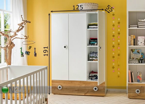 Vaatekaappi Töre 125 cm mitat