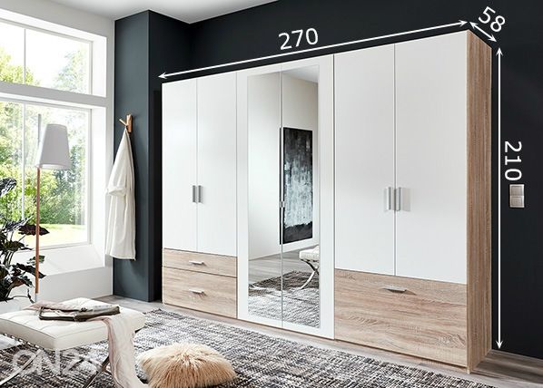 Vaatekaappi Venlo 270 cm mitat