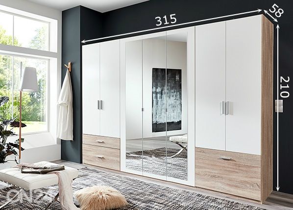 Vaatekaappi Venlo 315 cm mitat