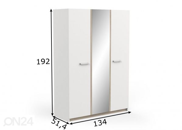 Vaatekaappi Watson 134 cm mitat