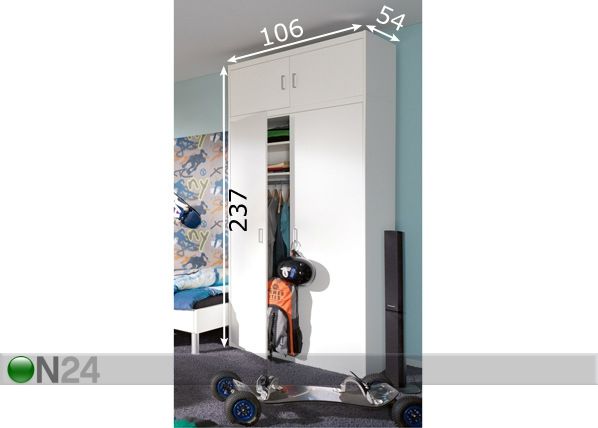 Vaatekaappi+yläkomero SOFT PLUS mitat