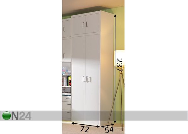 Vaatekaappi+yläkomero SOFT PLUS mitat