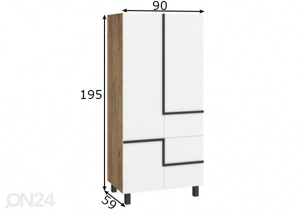 Vaatekaappi Youghal 90 cm mitat