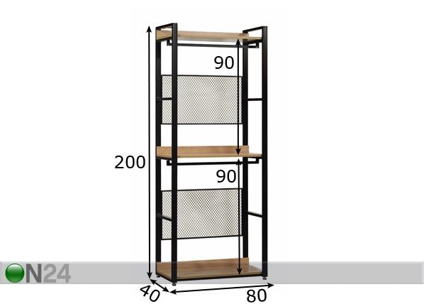 Vaatekaappijärjestelmä (3 hyllyä + 2 tankoa) 80x200 cm mitat