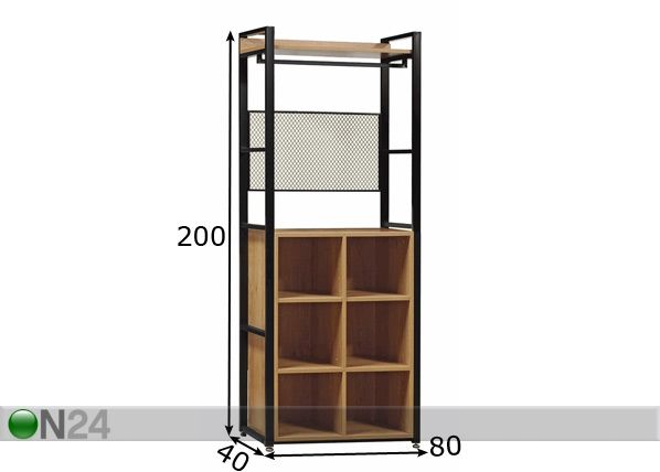 Vaatekaappijärjestelmä (3 hyllyä + 2 tankoa + kenkähylly) 80x200 cm mitat