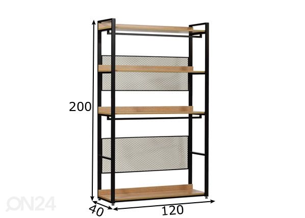 Vaatekaappijärjestelmä (4 hyllyä + 2 tankoa) 120x200 cm mitat