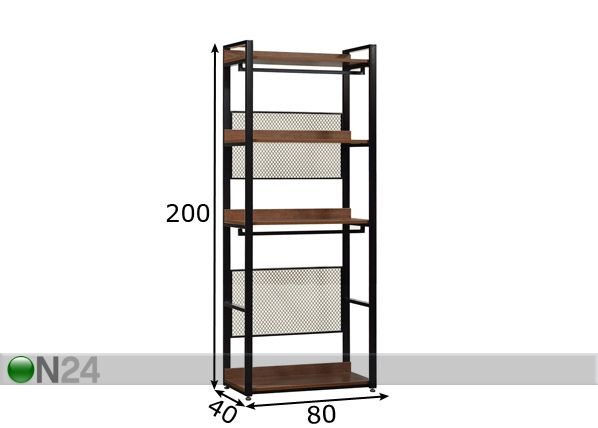 Vaatekaappijärjestelmä (4 hyllyä + 2 tankoa) 80x200 cm mitat