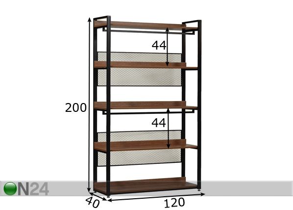 Vaatekaappijärjestelmä (5 hyllyä + 2 tankoa) 120x200 cm mitat