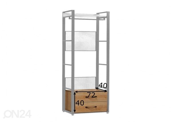Vaatekaappijärjestelmä 2-osainen laatikosto (80 cm, vaalea) mitat