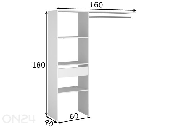 Vaatekaappijärjestelmä Combi mitat