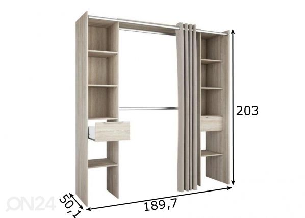 Vaatekaappijärjestelmä Dana 115-190cm mitat