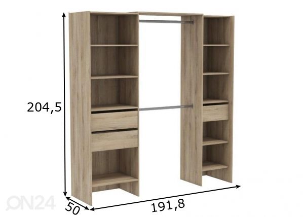 Vaatekaappijärjestelmä Miami 105-191cm mitat
