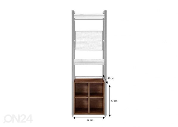 Vaatekaappijärjestelmän 4-osainen kenkähylly (60 cm, tumma) mitat