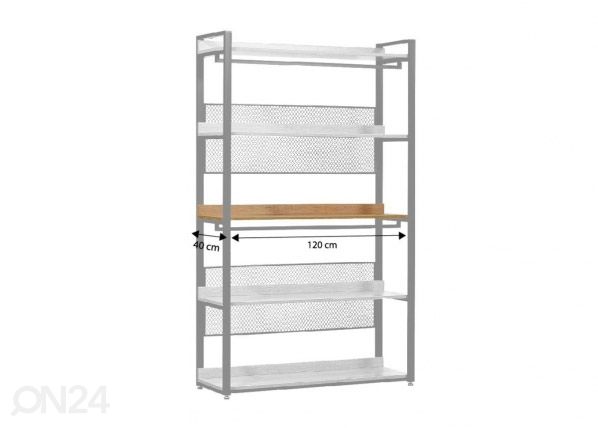Vaatekaappijärjestelmän hylly (120 cm, vaalea) mitat