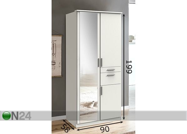 VaatekaappiMainz 90 cm mitat