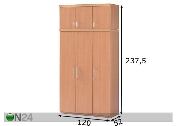 Vaatekomero + yläkaappi NOORA 113 mitat