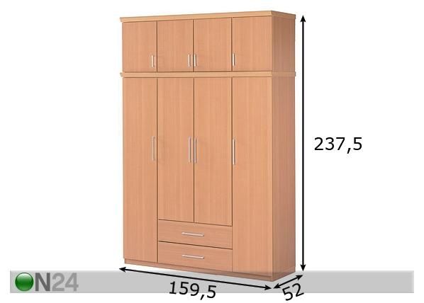 Vaatekomero + yläkomero NOORA 118 mitat