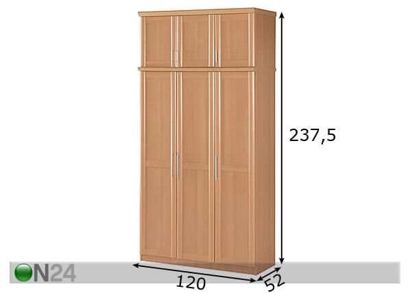 Vaatekomero+yläkomero NOORA 123 mitat